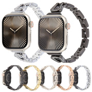 For Apple Watch 46mm / 49mm / 45mm / 44mm Quick Release U-Shaped Diamond Alloy Slim Watch Band(Silver)