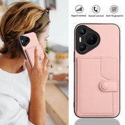 For Huawei Pura 70 Button Card Bag RFID Anti-theft Phone Case(Pink)