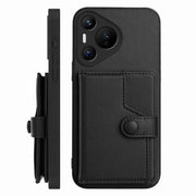 For Huawei Pura 70 Button Card Bag RFID Anti-theft Phone Case(Black)