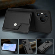 For Huawei Pura 70 Button Card Bag RFID Anti-theft Phone Case(Black)