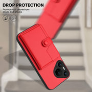 For Huawei Pura 70 Button Card Bag RFID Anti-theft Phone Case(Red)