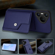 For Huawei Pura 70 Button Card Bag RFID Anti-theft Phone Case(Blue)