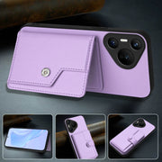 For Huawei Pura 70 Button Card Bag RFID Anti-theft Phone Case(Purple)