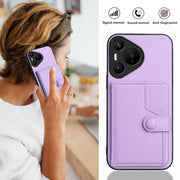 For Huawei Pura 70 Button Card Bag RFID Anti-theft Phone Case(Purple)