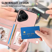For Huawei Pura 70 Pro Button Card Bag RFID Anti-theft Phone Case(Pink)