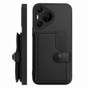 For Huawei Pura 70 Pro Button Card Bag RFID Anti-theft Phone Case(Black)