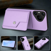 For Huawei Pura 70 Pro Button Card Bag RFID Anti-theft Phone Case(Purple)