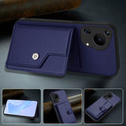 For Huawei Pura 70 Ultra Button Card Bag RFID Anti-theft Phone Case(Blue)