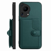 For Huawei Pura 70 Ultra Button Card Bag RFID Anti-theft Phone Case(Green)