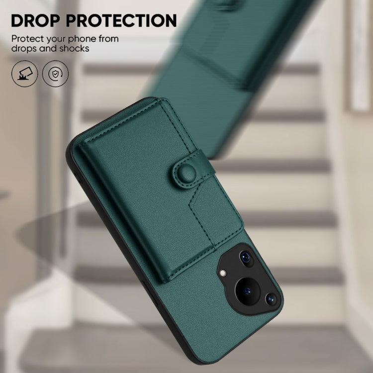 For Huawei Pura 70 Ultra Button Card Bag RFID Anti-theft Phone Case(Green)