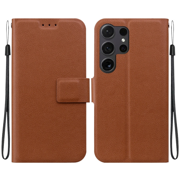 For Samsung Galaxy S25 Ultra 5G Ultra-thin Voltage Magnetic Buckle Leather Phone Case(Brown)
