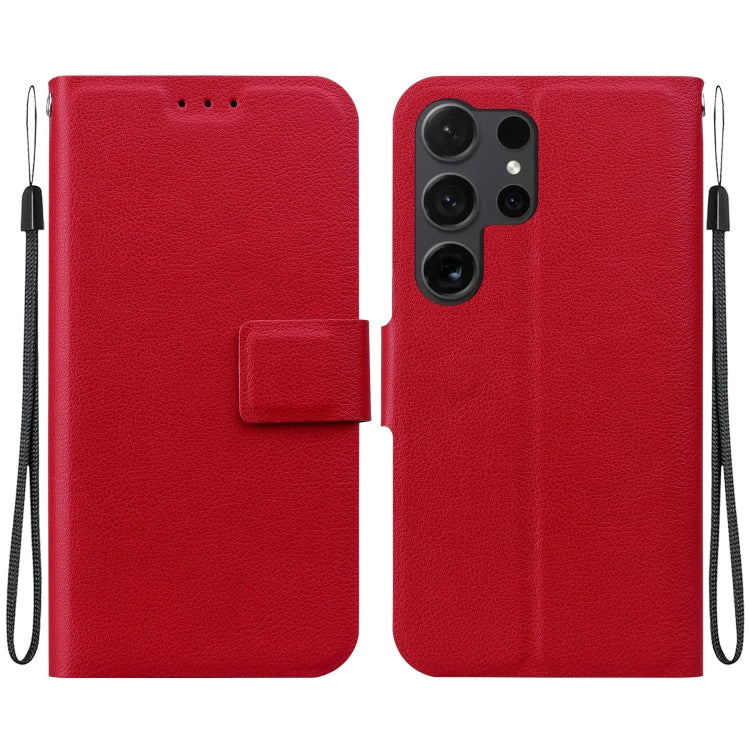 For Samsung Galaxy S25 Ultra 5G Ultra-thin Voltage Magnetic Buckle Leather Phone Case(Red)