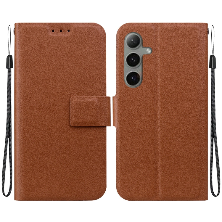For Samsung Galaxy S25+ 5G Ultra-thin Voltage Magnetic Buckle Leather Phone Case(Brown)