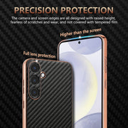 For Samsung Galaxy S25 5G AZNS Electroplated Edge Carbon Fiber Texture Phone Case(Blue)