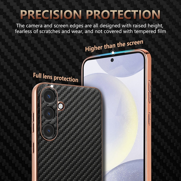 For Samsung Galaxy S25+ 5G AZNS Electroplated Edge Carbon Fiber Texture Phone Case(Blue)