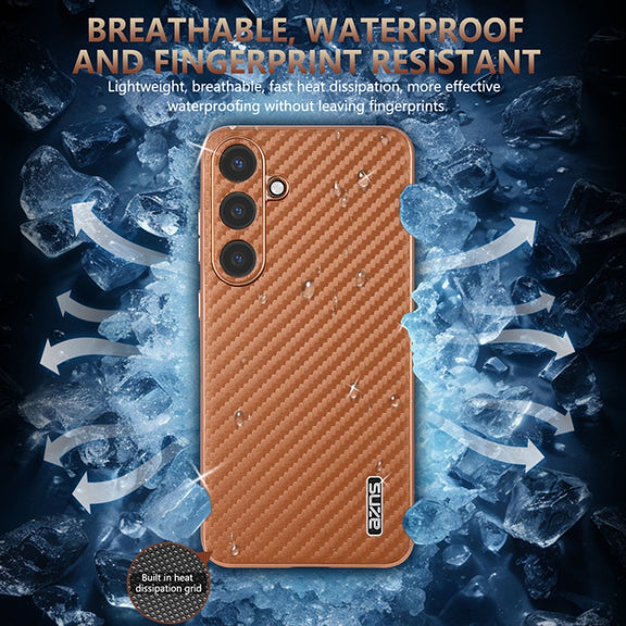For Samsung Galaxy S25+ 5G AZNS Electroplated Edge Carbon Fiber Texture Phone Case(Blue)