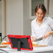For Lenovo Tab M10 3rd Gen / TB328 Silicone Hybrid PC Tablet Case with Holder(Red Black)