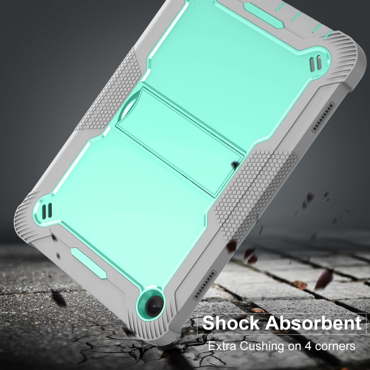 For Lenovo Tab M10 3rd Gen / TB328 Silicone Hybrid PC Tablet Case with Holder(Grey Mint Green)