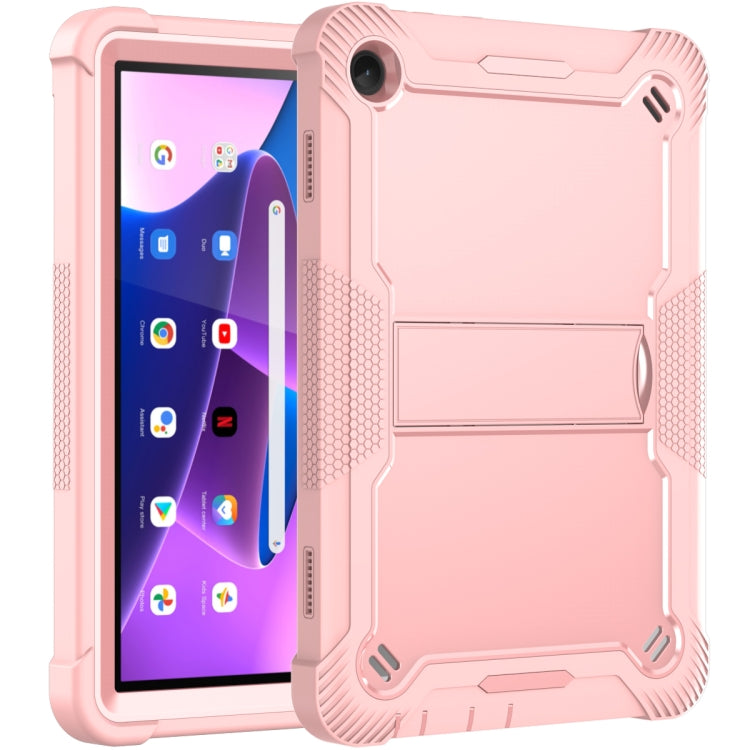 For Lenovo Tab M10 3rd Gen / TB328 Silicone Hybrid PC Tablet Case with Holder(Rose Gold)