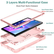 For Lenovo Tab M10 3rd Gen / TB328 Silicone Hybrid PC Tablet Case with Holder(Rose Gold)
