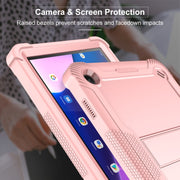 For Lenovo Tab M10 3rd Gen / TB328 Silicone Hybrid PC Tablet Case with Holder(Rose Gold)