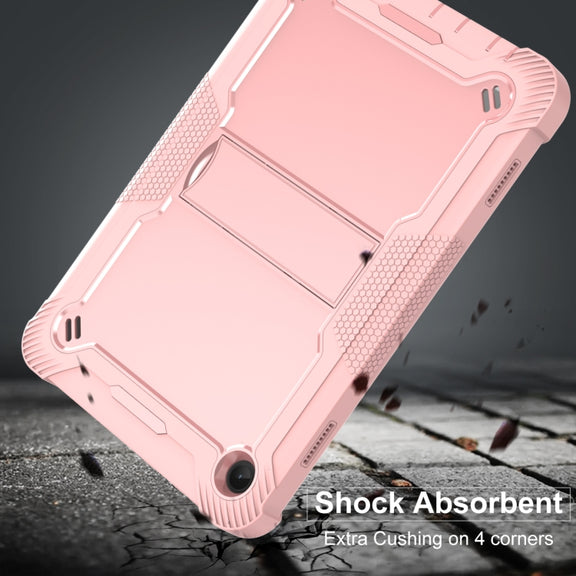 For Lenovo Tab M10 3rd Gen / TB328 Silicone Hybrid PC Tablet Case with Holder(Rose Gold)