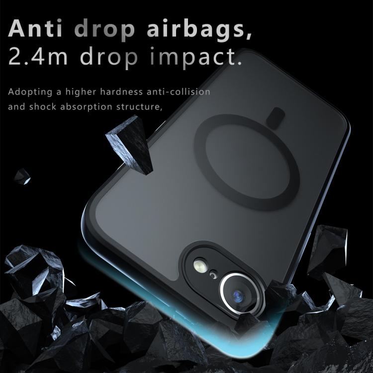 For iPhone 16e Armor MagSafe Precise Hole PC Hybrid TPU Phone Case(Frosted Black)