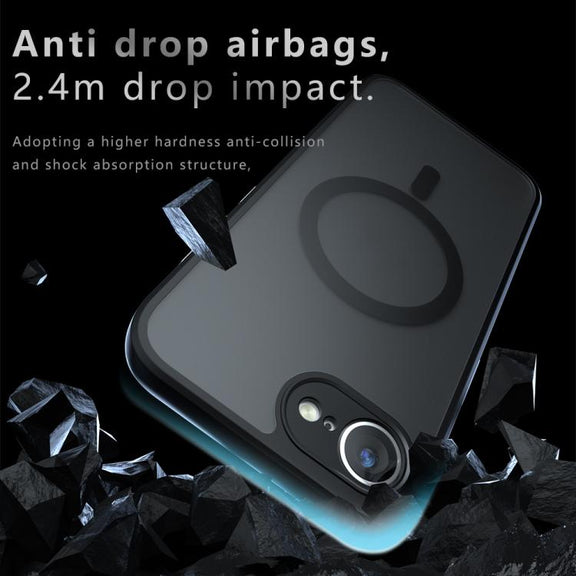 For iPhone 16e Armor MagSafe Precise Hole PC Hybrid TPU Phone Case(Frosted Black)