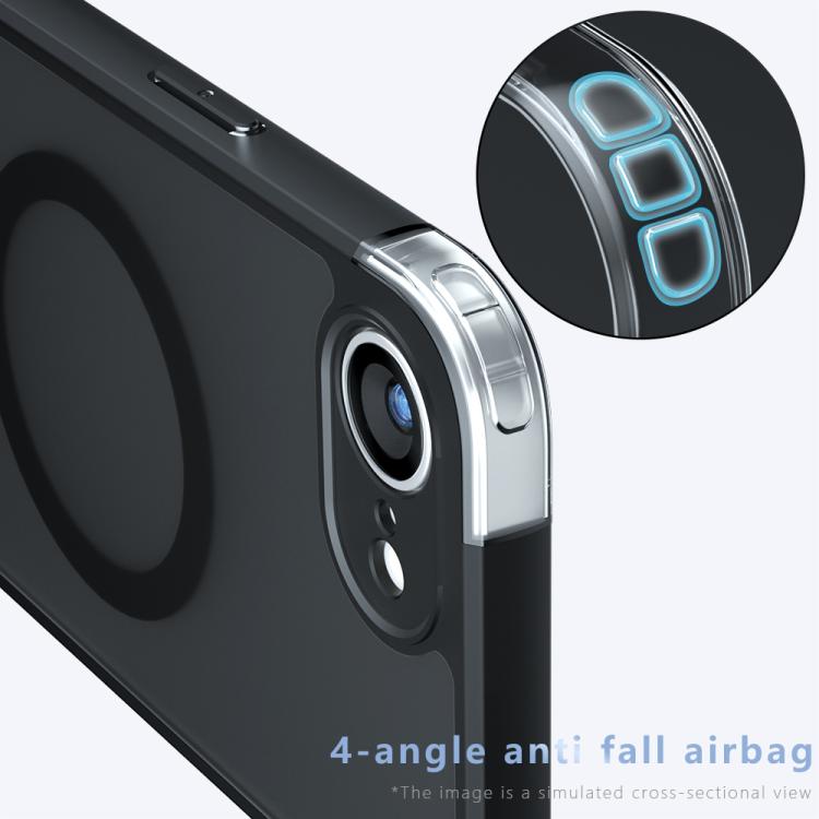 For iPhone 16e Armor MagSafe Precise Hole PC Hybrid TPU Phone Case(Frosted Black)