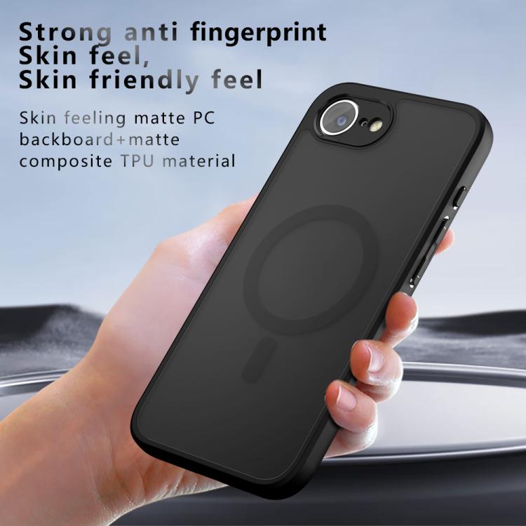 For iPhone 16e Armor MagSafe Precise Hole PC Hybrid TPU Phone Case(Frosted Black)
