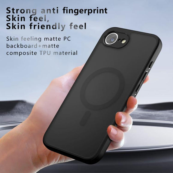For iPhone 16e Armor MagSafe Precise Hole PC Hybrid TPU Phone Case(Frosted Black)