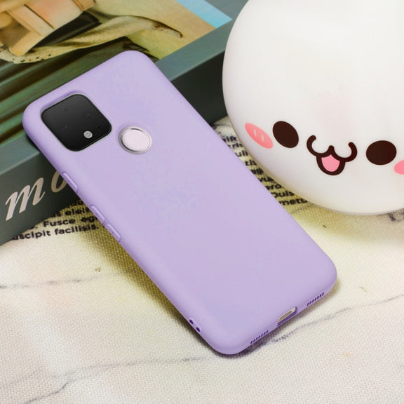 For Google Pixel 5 Pure Color Liquid Silicone Shockproof Full Coverage Case(Purple)