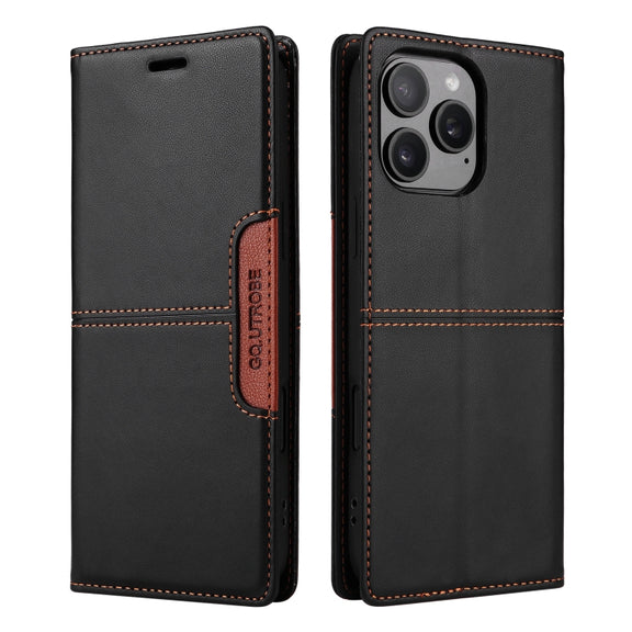 For iPhone 16 Pro GQUTROBE G01 RFID Anti-theft Leather Phone Case(Black)