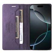 For iPhone 16 Pro GQUTROBE G01 RFID Anti-theft Leather Phone Case(Purple)