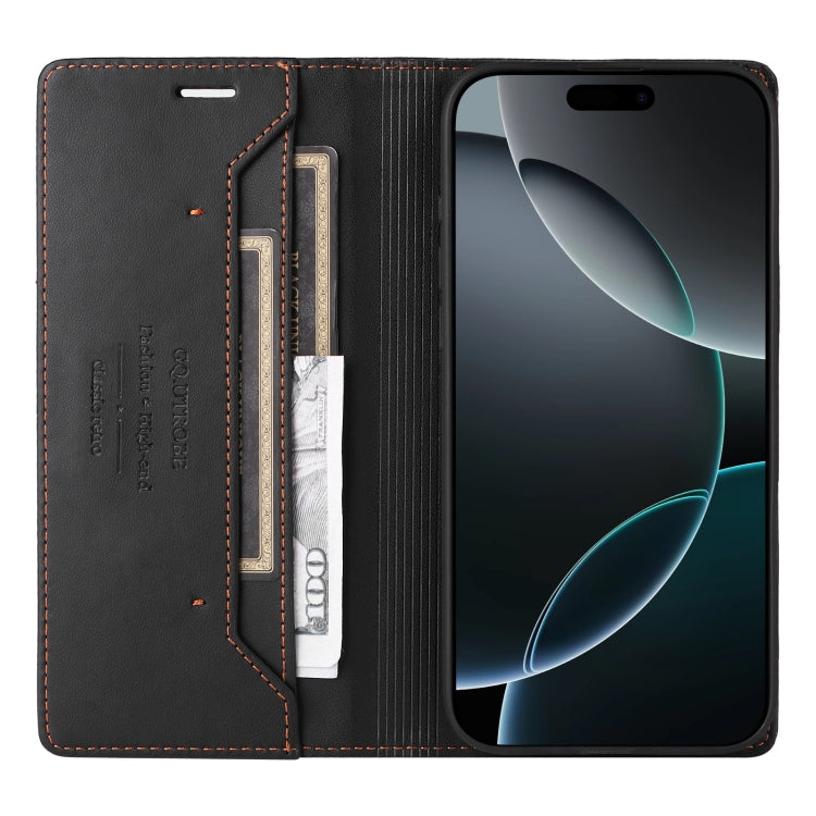 For iPhone 16 Pro Max GQUTROBE G01 RFID Anti-theft Leather Phone Case(Black)