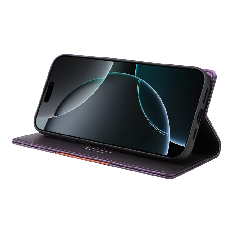 For iPhone 16 Pro Max GQUTROBE G01 RFID Anti-theft Leather Phone Case(Purple)