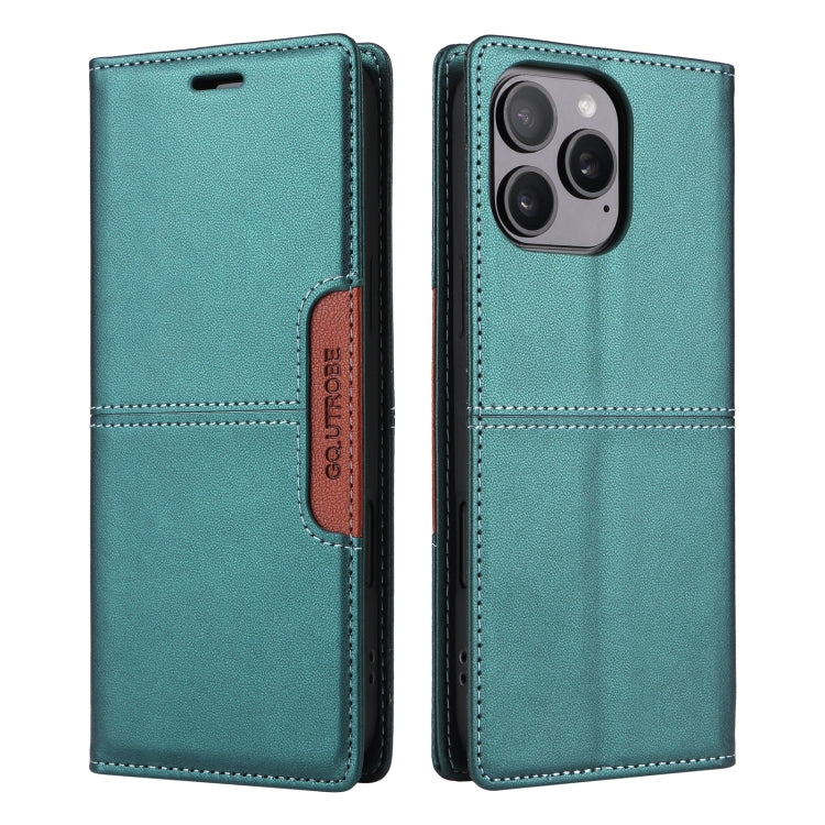 For iPhone 16 Pro Max GQUTROBE G01 RFID Anti-theft Leather Phone Case(Green)