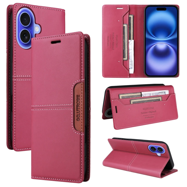 For iPhone 16 GQUTROBE G01 RFID Anti-theft Leather Phone Case(Red)