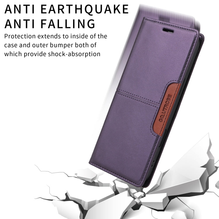 For iPhone 16 GQUTROBE G01 RFID Anti-theft Leather Phone Case(Purple)