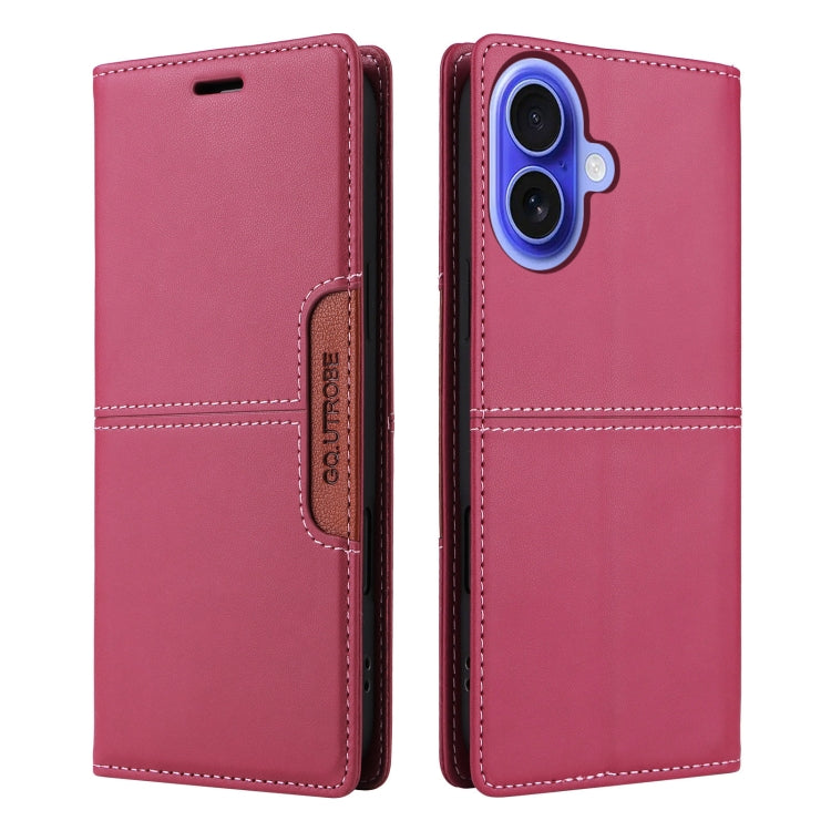 For iPhone 16 Plus GQUTROBE G01 RFID Anti-theft Leather Phone Case(Red)