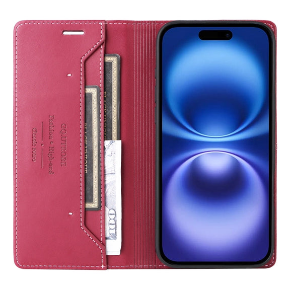 For iPhone 16 Plus GQUTROBE G01 RFID Anti-theft Leather Phone Case(Red)