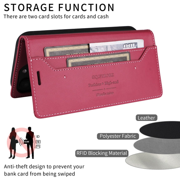 For iPhone 16 Plus GQUTROBE G01 RFID Anti-theft Leather Phone Case(Red)