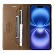For iPhone 16 Plus GQUTROBE G01 RFID Anti-theft Leather Phone Case(Brown)