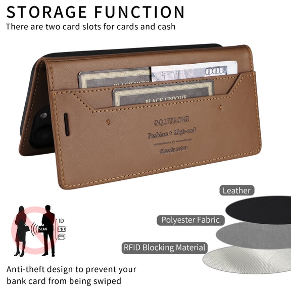 For iPhone 16 Plus GQUTROBE G01 RFID Anti-theft Leather Phone Case(Brown)