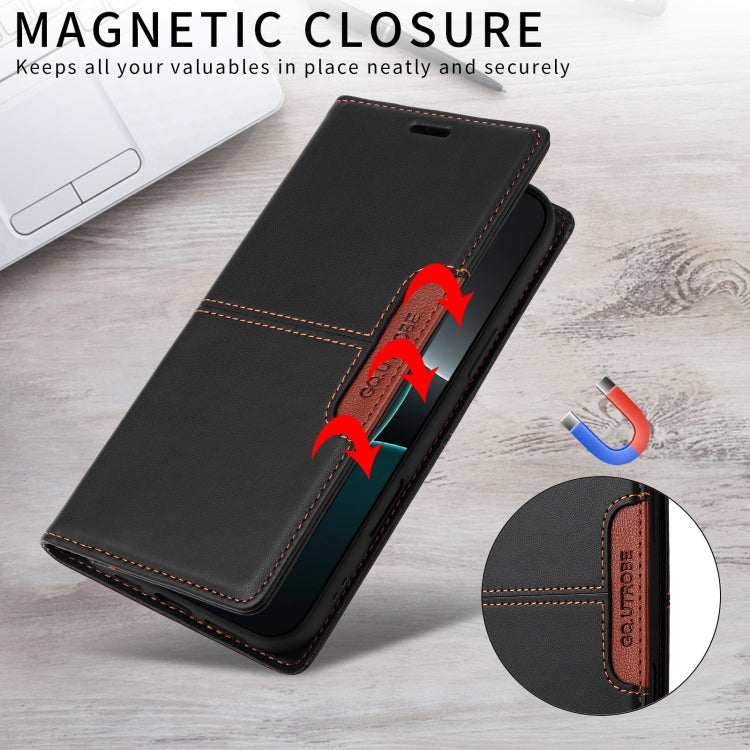 For iPhone 16 Plus GQUTROBE G01 RFID Anti-theft Leather Phone Case(Black)