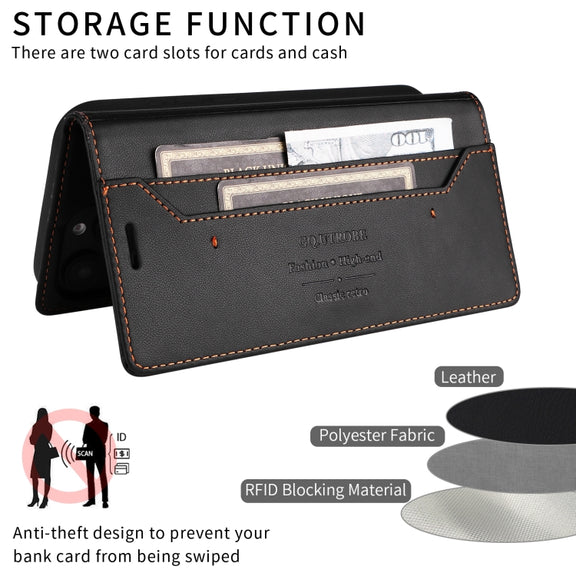 For iPhone 16 Plus GQUTROBE G01 RFID Anti-theft Leather Phone Case(Black)