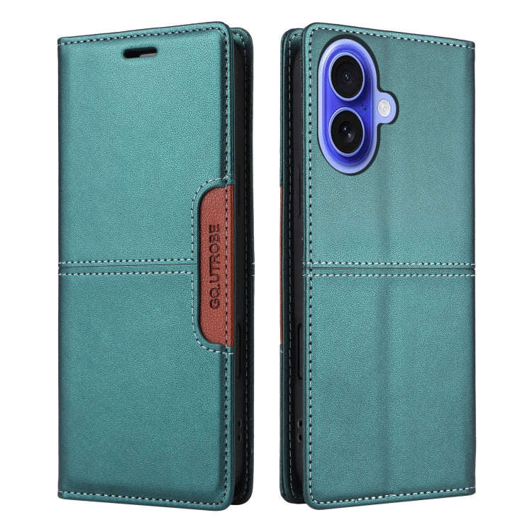 For iPhone 16 Plus GQUTROBE G01 RFID Anti-theft Leather Phone Case(Green)