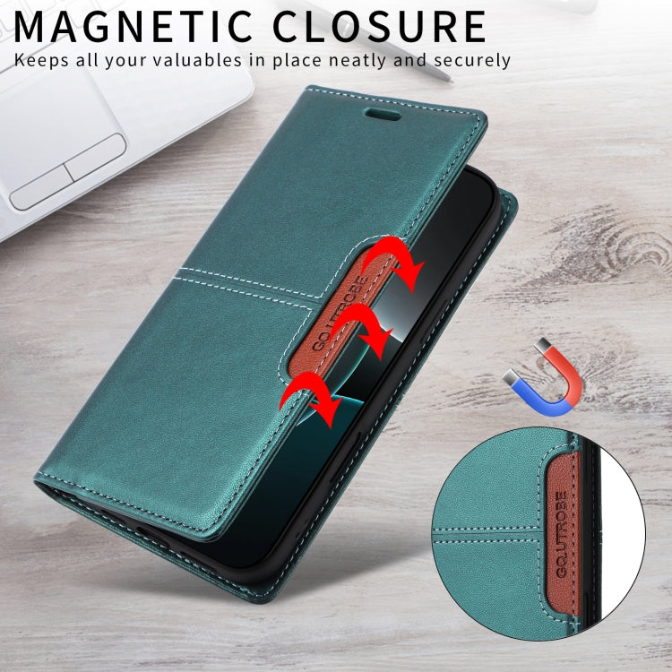 For iPhone 16 Plus GQUTROBE G01 RFID Anti-theft Leather Phone Case(Green)