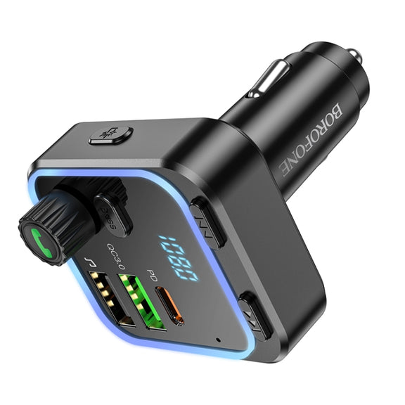 Borofone BC53 Highway PD20W & QC3.0 Car Bluetooth FM Transmitter(Black)
