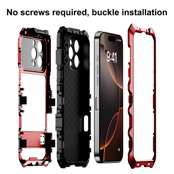 For iPhone 16 Pro Max R-JUST Life Water-resistant Dustproof Shockproof Phone Case(Red)